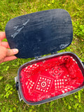 Vintage 60s Black Paisley Bandana Basket Purse