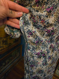 Vintage 60s Blue Purple Floral Dress w/ Big Collar