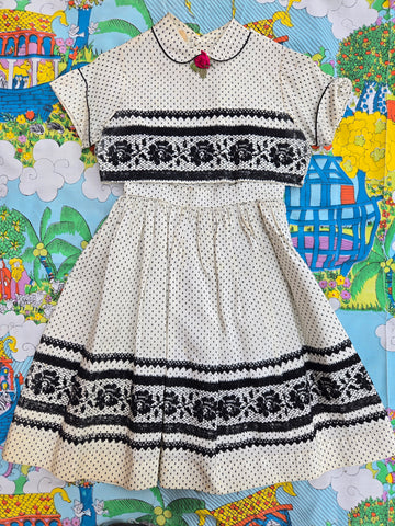 Vintage 1950's Black and White Lace Dress Set