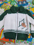 Vintage Green Knit Football Cardigan