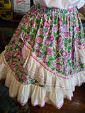 Vintage 90s Purple Morning Glory Square Dancing Skirt