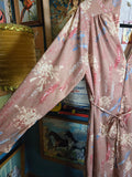 Vintage 70s brown abstract print long sleeve dress