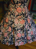 Vintage 80s Laura Ashley pink and black floral dress