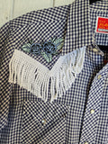 Unforgiven Upcycled Blue Rose Gingham Western