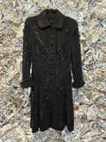 Vintage 1930s Black Wool & Sequin Princess Coat