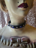 Raised by Movies Tank Girl Blue Stone leather choker