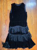 Antique 20's Black Velvet Fringe Flapper Dress