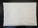 Vintage Cross Stitch Blue Floral Pillowcase