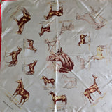Vintage 60s White Horse breeds silk square scarf