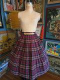 Vintage 50s red black and yellow plaid pleated skirt