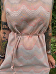Vintage 70s Orange and Metallic Silver Maxi Dress