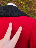 Vintage 60 Persian Wool Collar Red Jacket Skirt Set