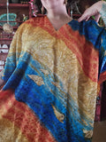 Vintage 90s Seashell Kaftan in Blue Orange and Yellow