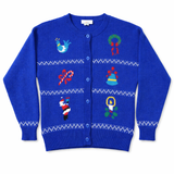 Vintage 80's Blue Christmas Cardigan