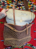 Vintage Leather and Canvas Luggage and Fishing Bag