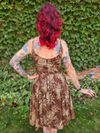 Vintage 1950s Brown Hawaiian Dress with Pineapples