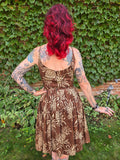 Vintage 1950s Brown Hawaiian Dress with Pineapples