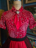 Vintage 50s Red & White Bandana Button Up Blouse
