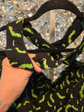 Gently Used Unique Vintage Rita Black & Green Bat Dress