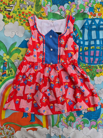 Vintage red gingham kids dress