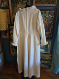 Vintage 70s White Ivory Maxi Ruffle Trim Dress