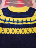 Vintage 60s Blue & Yellow Argyle Sweater