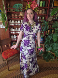 Vintage 60s Tropical Purple and White Dress