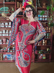 Vintage Rhinestoned Bell Sleeve Kaftan Dress