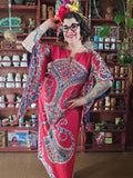 Vintage Rhinestoned Bell Sleeve Kaftan Dress