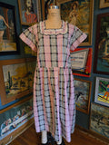 Vintage 50s pink and black plaid snap waist dress