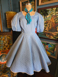 Vintage 70s Pastel Blue Lace Square Dancing Dress