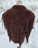Vintage 90s Dark Brown Suede Fringe Jacket