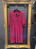 XL Vintage 40s Burgundy Crepe Dress