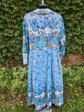 Vintage 70s Blue Floral Maxi with Belt