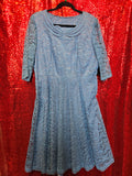 Vintage 50s Pastel Blue Lace Formal Dress