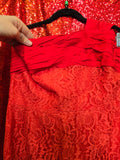 Vintage 60s Red Lace Strapless Dress with Sash