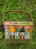 Vintage 60s Quad Cities Hand Painted Basket Purse