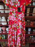 Vintage 60s Ui Maikai Red Tropical Maxi Dress