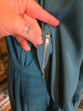 Vintage 40s teal rayon long bishop sleeve dress
