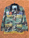 Unforgiven Upcycled Floral and Fringe Camo Jacket