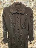 Vintage 1930s Black Wool & Sequin Princess Coat