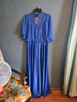 Vintage Royal Blue Lace Collar Dress