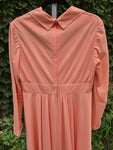 Vintage 70s Peach Floor Length Long Sleeve Dress