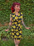 Vintage 60s black and yellow daisy dress