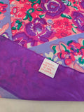 Vintage 60s Purple and Pink Floral Square Silk Scarf