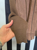 Vintage Brown Suede Jacket with Acrylic Knit