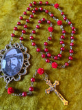 Abernathy's The Ride Red Rosary Pearl Necklace