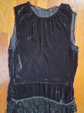 Antique 20's Black Velvet Fringe Flapper Dress