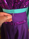 Vintage 80s Teal & Purple Square Dancing Set