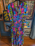 Vintage Volup 90s Abstact Jumpsuit in Pink and Blue